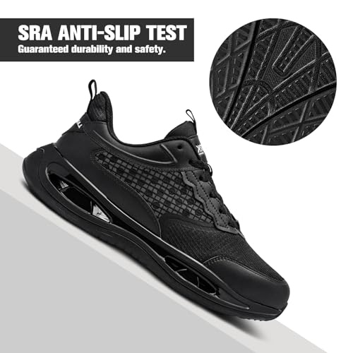 LARNMERN Steel Toe Shoes Men Breathable Work Sneakers Safety Lightweight Comfortable Tennis Shoe Indestructible Sneaker(10.5 Men, Light Black)
