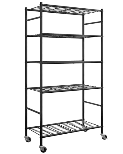 5 Tier Metal Storage Shelves with Wheels
