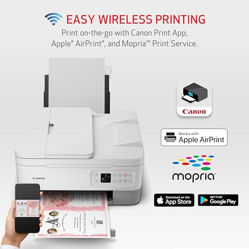 Canon PIXMA TR7020a All-in-One Wireless Color Inkjet Printer, with Duplex Printing, Mobile Printing, and Auto Document Feeder, White