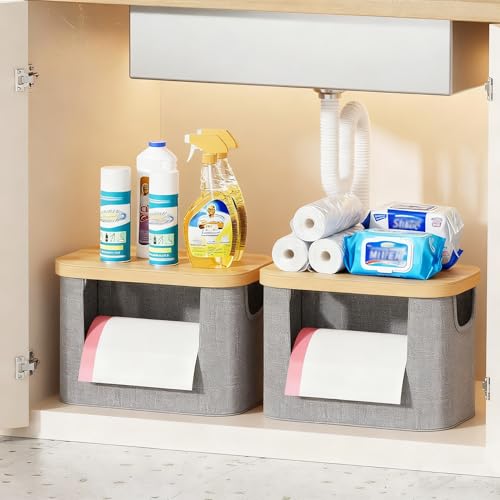 2 Pack Trash Bag Dispenser with Bamboo Lid