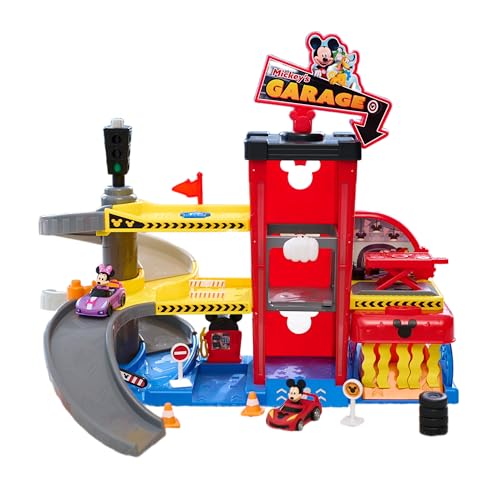 19 Piece Mickey Mouse Race Car Garage Playset