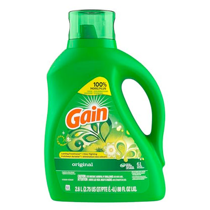 61 Loads Gain Liquid Laundry Detergent, Original Scent, 88 fl oz