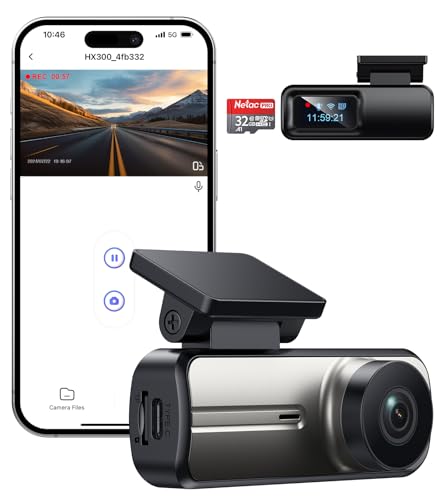1080P WiFi Dash Cam with 32GB SD Card