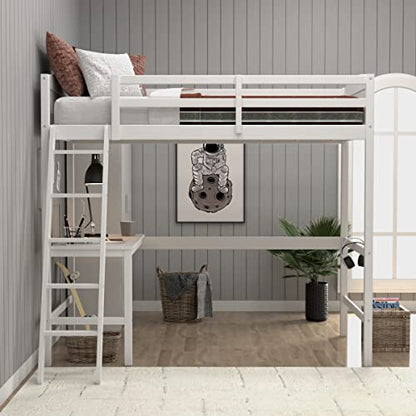Hillsdale Twin Loft Bed with Desk, White