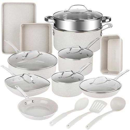 20 Piece Granitestone Nonstick Ceramic Cookware Set