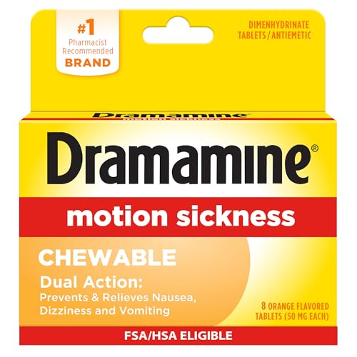 Dramamine Chewable Motion Sickness Relief Tablets, 8 Count