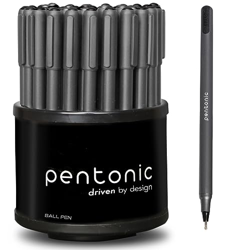 50 Count Pentonic Medium Point Ballpoint Pens with Holder