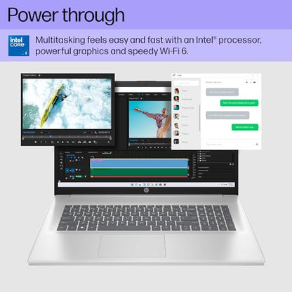 HP 17.3 inch Laptop, HD+ Display, Intel Core 3 100U, 8 GB RAM, 256 GB SSD, Intel Graphics, Windows 11 Home, 17-cn4010nr (2024)