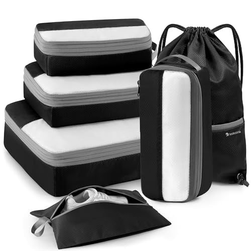 6 Set Compression Travel Packing Cubes Organizer Bags