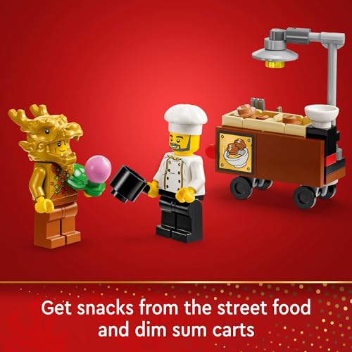 LEGO Spring Festival Family Reunion Celebration Building Toy for Kids, Restaurant Playset with Toy Kitchen and 13 Minifigures for Pretend Play, Gift Set for Boys and Girls Ages 8 and Up, 80113