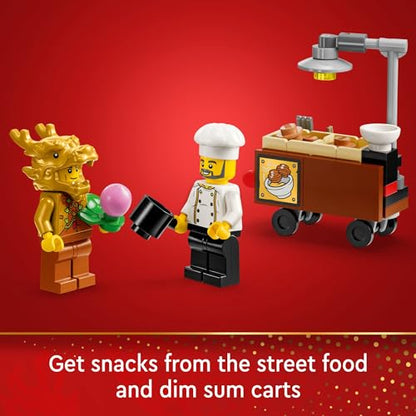 LEGO Spring Festival Family Reunion Celebration Building Toy for Kids, Restaurant Playset with Toy Kitchen and 13 Minifigures for Pretend Play, Gift Set for Boys and Girls Ages 8 and Up, 80113