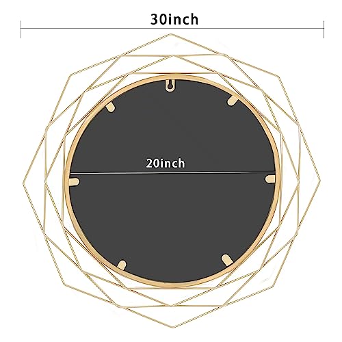 Yamyeud 30'' Round Wall Mounted Mirrors - Gold Bathroom Circle Mirror Personality Geometric Decorative Mirror for Living Room, Bedroom, Entryway Hanging Mirrors