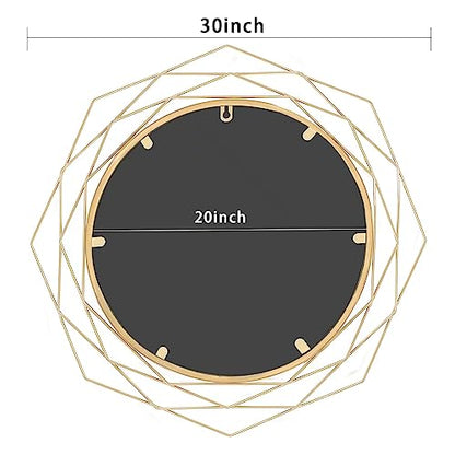 Yamyeud 30'' Round Wall Mounted Mirrors - Gold Bathroom Circle Mirror Personality Geometric Decorative Mirror for Living Room, Bedroom, Entryway Hanging Mirrors