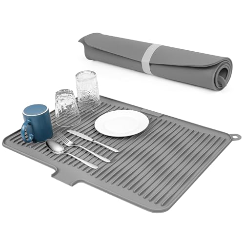 Large Silicone Dish Drying Mat, Non-Slip, Heat-Resistant