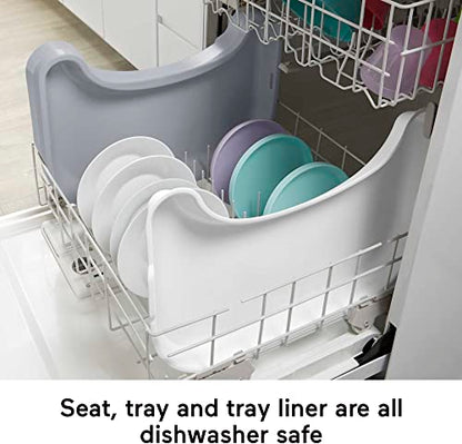 Fisher-Price Baby to Toddler High Chair SpaceSaver Simple Clean Portable Dining Seat & Booster with Washable Deep Tray & Liner, Puppy Perfection