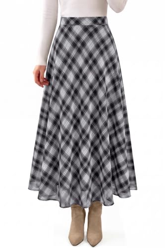 A-Line High Waist Plaid Maxi Skirt