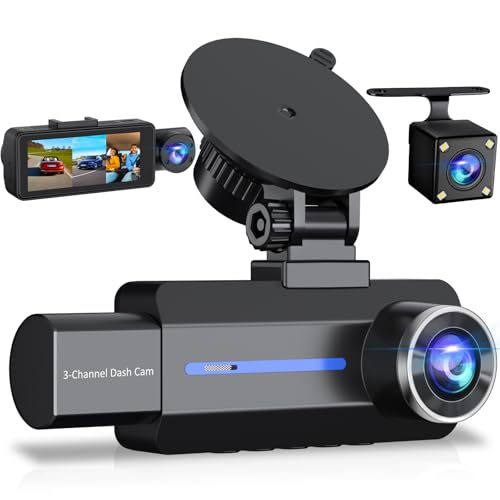 2.5K 3-Channel Dash Cam Front Rear and Inside