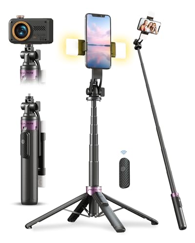 53-Inch Selfie Stick Tripod with Light and Remote