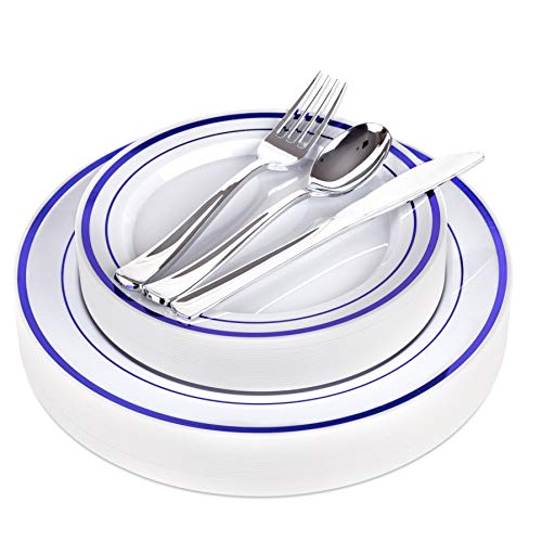125 Piece Fancy Disposable Plates and Silverware Set