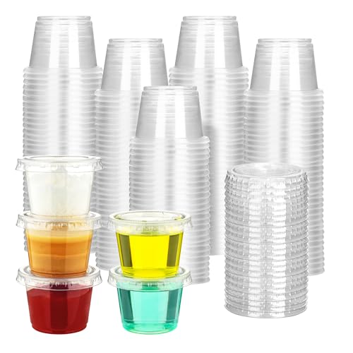 100 Pack Jello Shot Cups with Lids, 1 oz Disposable