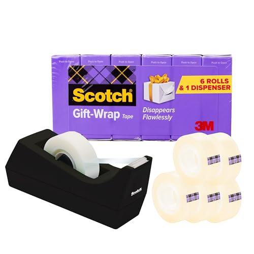 Scotch Gift Wrap Tape with Desktop Dispenser, 6 Rolls