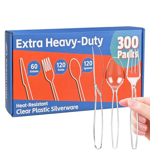 300 Count Heavy Duty Disposable Plastic Cutlery Set