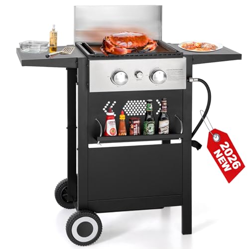 2 Burner Propane Gas Griddle Grill Combo