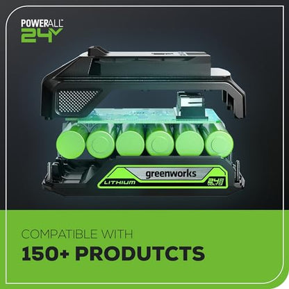 Greenworks 24V Brushless Cordless Drill Kit, 310 in./lbs, 18+1 Position Clutch, 1/2 '' Keyless Chuck, Variable Speed, (2)2Ah Batteries with 2A Fast Charger, LED Light with Tool Bag