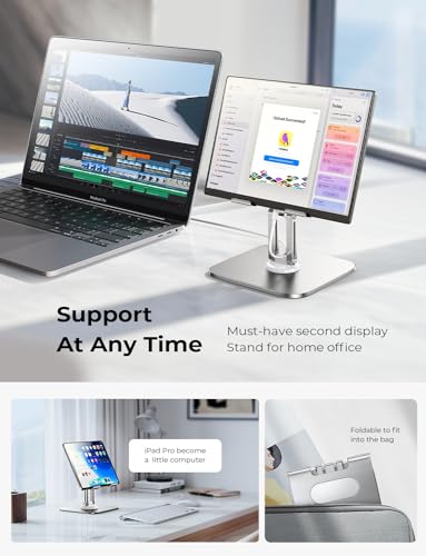 LISEN Tablet Stand for Desk for iPad Stand Holder Adjustable, Portable Monitor Stand Tablet Holder Travel Home Office 2024 iPad Pro Essentials for Table Mount/Monitor/PS/Switch iPhone 15.6"-4.7"