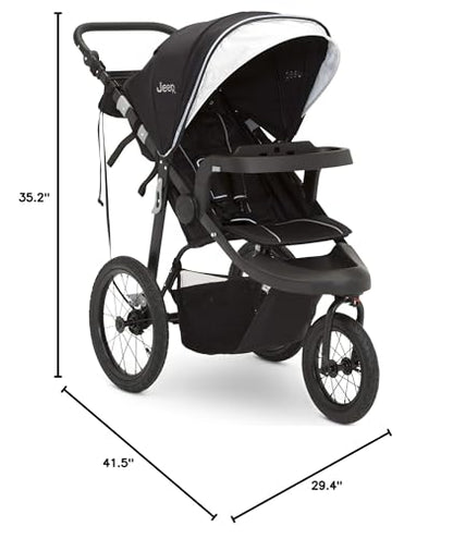 Jeep Hydro Sport Plus Jogger by Delta Children, Includes Car Seat Adapter, Black, Neoprene, Leather