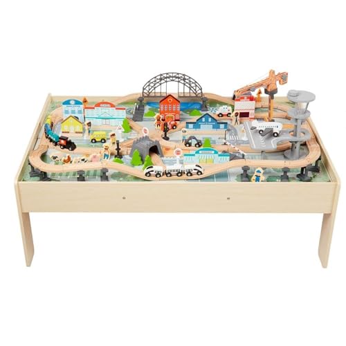 120 Piece Amazon Basics Wooden Train Set with Table