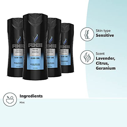 UPDATE: ALIVE AGAIN 🔥 AXE Body Wash Phoenix 4 Count 12h Refreshing Scent Crushed Mint & Rosemary Men's Body Wash with 100% Plant-Based Moisturizers 16 oz