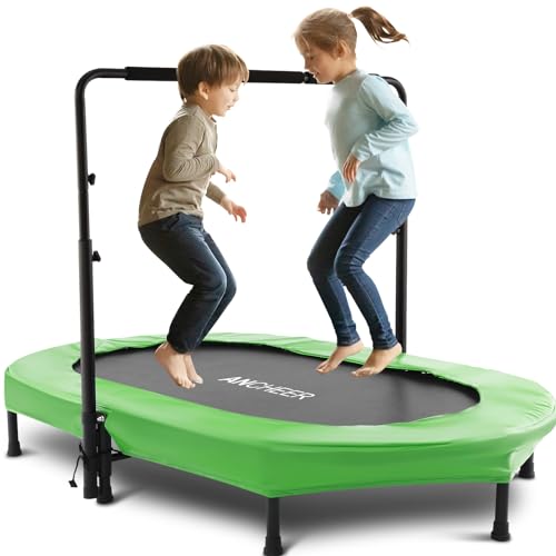 56-Inch Kids Double Trampoline with Handlebar