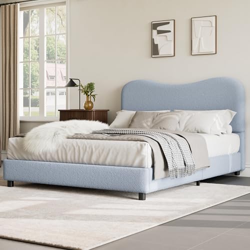 Upholstered Queen Platform Bed Frame with Headboard