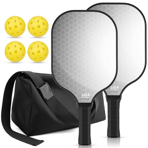 2 Pack Carbon Fiber Pickleball Paddles Set