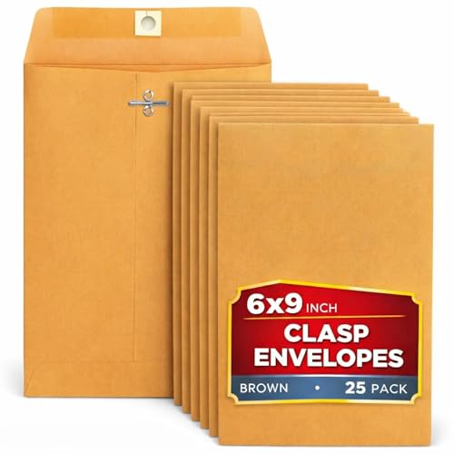 25 Pack Clasp Manilla Mailing Envelopes
