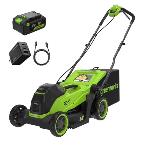 Greenworks 24V 14-Inch Brushless Cordless Lawn Mower Kit