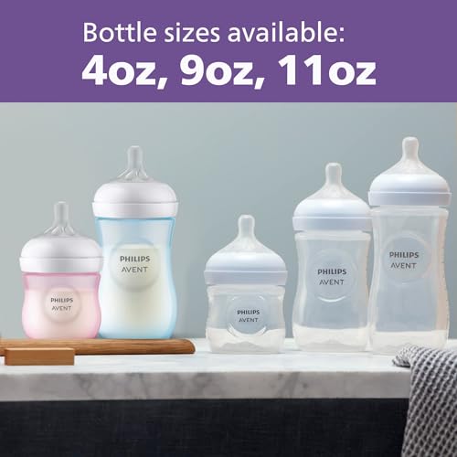 Philips AVENT Natural Baby Bottles with Natural Response Nipple, with Manatee Design, 9oz, 4pk, SCY903/61