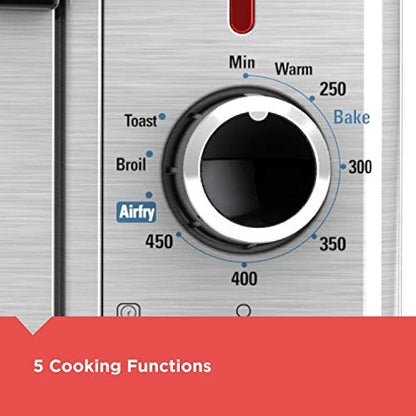 BLACK+DECKER 6-Slice Crisp 'N Bake Air Fry Toaster Oven, TO3215SS, 5 Cooking Functions, 60 Minute Timer, Stainless Steel