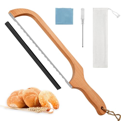 Serrated Bread Knife Wooden Sourdough Bow Slicer