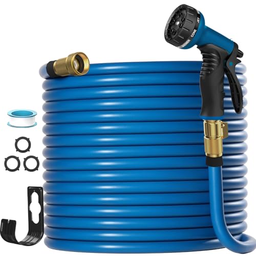 100FT Lightweight Flexible Water Hose, 10-Pattern Nozzle - Kink-Free, Leak-Proof