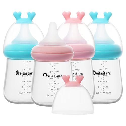 4 Pack 6oz Anti Colic Glass Baby Bottles