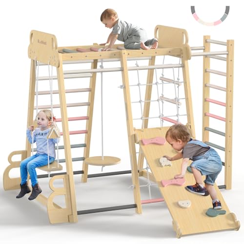 9-in-1 Indoor Wooden Kids Jungle Gym Playset