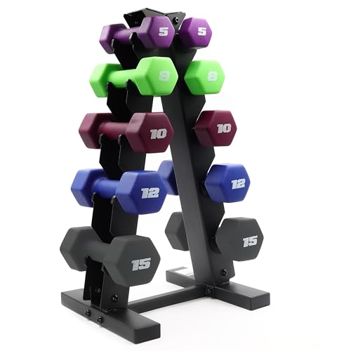 100 LB Neoprene Dumbbell Set with Rack