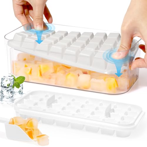 2 Pack Easy Release Ice Cube Trays with Bin