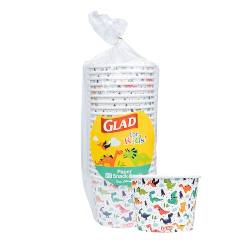 20 Count Glad Kids Dinosaur Paper Snack Bowls 12oz