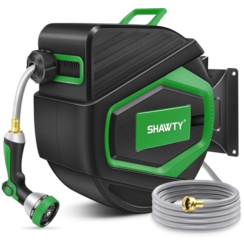 100FT Retractable Garden Hose Reel with Nozzle, 1/2"