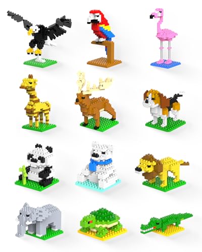 12 Pack Mini Animal Building Blocks Party Favors