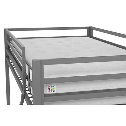 Novogratz Maxwell Twin-Over-Twin Metal Bunk Bed, Grey