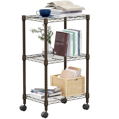 3 Tier Metal Wire Storage Shelf with Wheels